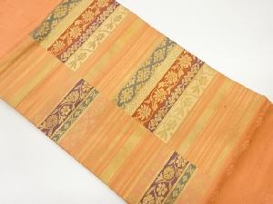 変わり横段に笹蔓・花唐草模様織出し名古屋帯